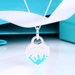 s925 silver love heart designer pendant necklaces for women brand luxury bling diamond elegant charm link chain choker splash-ink necklace Jewellery gift