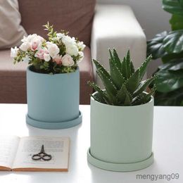 Planters Pots Buah Pot Bunga Silinder Pot Tanaman Sukulen Pot Bunga Segar dengan Nampan Rumah Kantor R230807