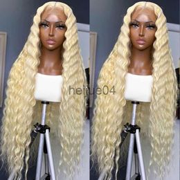 Human Hair Capless Wigs 13x4 Deep Loose wave 613 Honey Blonde Curly Transparent Lace Frontal Wig 180 Remy 13x6 Water Wave Coloured Women Human Hair Wig x0802