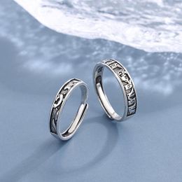 Cluster Rings YIZIZAI Retro Trendy Ocean Whale And Forest Deer Couple For Women Men Silver Colour Ring Adjustable Romantic Jewellery Gifts