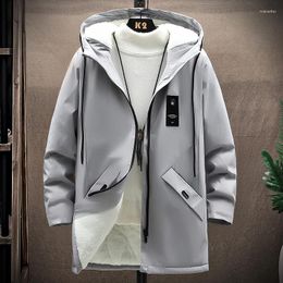 Men's Jackets Winter Warm Mens Jacket Thick Fleece Hooded Coat 2023 Casual Streetwear Windbreakers Long With Hood Hip Hop Outwear