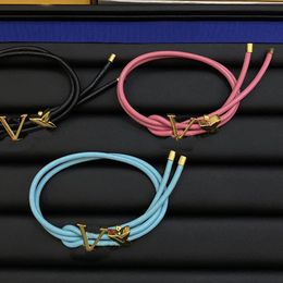 Designer Charm Bracelet Jewellery Black Leather Bracelets for Women Mens Hand Strap Brown Flower Pattern Gold Stamp Printed Fashion Gift Pink Bangle with Box07