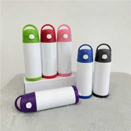 wholesale Sublimation Blanks Kids Water Bottle 12 OZ White Straight Skinny Tumbler Sippy Up Cup with Pop Lid LL