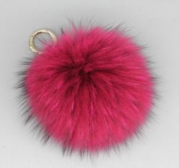 Keychains 14m 5.5" Genuine Natural Raccoon Fur Pom Ball Keyring Keychain Key Finder Bag Charm Pendant Monster Handmade
