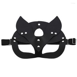 Berets 2023 Fashion Women Mask Face Cosplay PU Leather Blindfold Halloween Party Masquerade Ball Masks Punk Collar Gift