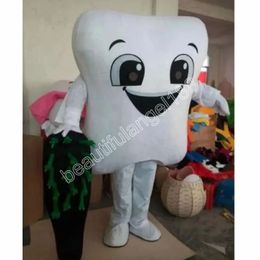 White Tooth Mascot Costume Cartoon Character Outfit Suit Halloween Party Outdoor Carnival Festival Fancy Dress for Men Women