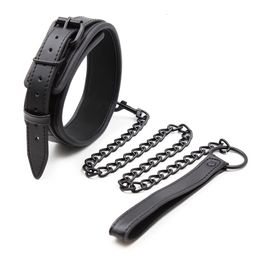 Bondage Bdsm Collar Leather And Iron Chain Link bdsm Slave Collar Bondage Collar Sex Toys For Couples Adults Sex Restraints 230804