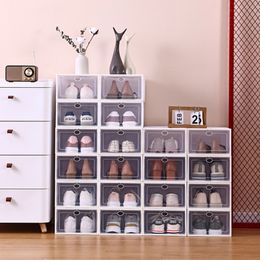 Storage Holders Racks Plastic Shoes Case Thickened Transparent Drawer Shoe Boxes Organiser Shoebox Stackable Box 230807