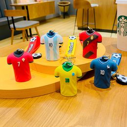 Plush Dolls Fashion Creative Trend Football Players Jersey Keychain 3DSoccer Clothing Pendant Keyring Car Gift Accessories 230807