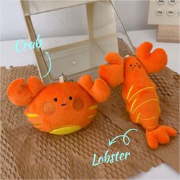 Plush Dolls Cartoon Crab Doll Pendant Keychain Creative Crawfish Backpack Charm Childrens Birthday Christmas Gift 230807