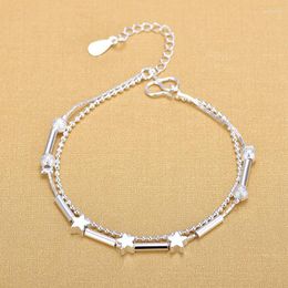 Link Bracelets Fashion Double Layer Chain Star Charm &Bangle Anklet For Women Girls Elegant Jewelry Sl679