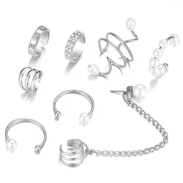 Backs Earrings Pierced Earring Set Non Clip Pearls Jewellery Hook Clips Women Cuff