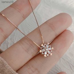 Real 925 Sterling Silver Necklace Snowflake Clavicle Necklace For Women Jewellery Charming Chain Necklace Collares Bijoux L230704