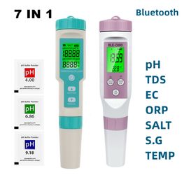 PH Meters Bluetooth Digital 7 in 1 pH Meter PHTDSECORPSalinity SGTEMP Meter Water Quality Monitor Tester Drinking Water Aquariums 230804