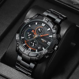 Wristwatches Fashion Mens Watches Luxury NBOSI Waterproof Stainless Steel Business Sports Casual Black Watch For Men Relogio Masculino