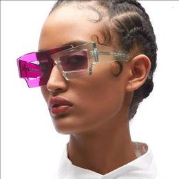 Sunglasses 2023 Square Frame Men And Women Large Sunshade Contrast Color Fashion