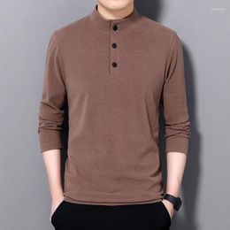 Men's T Shirts Autumn And Winter Double-sided Fleece Long-sleeved T-shirt Turtleneck Brushed Warm Base Tshirt Solid