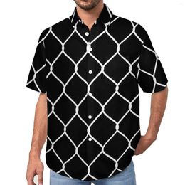 Men's Casual Shirts Chain Print Beach Shirt White Links Summer Men Aesthetic Blouses Short Sleeves Custom Top Plus Size 4XL