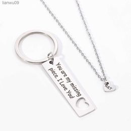 Personalized Custom Stainless Steel Jewelry Costume Sets Customized Couple Lnitial Name Necklace Keychain Jewelry L230704