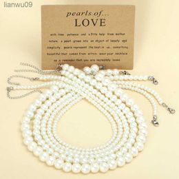 Stainless steel titanium steel accessories highquality glass imitation pearl necklace romantic pearl card clavicle chain L230704