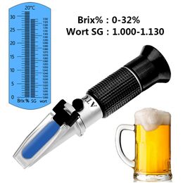 Refractometers Beer Wort Wine Refractometer Specific Gravity 1.0001.130 Handheld 032% Brix Sugar Concentration Metre Brewing Tester Densimete 230804