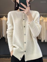 Women's Knits Wool Cardigan Bright Silk Sweater Women Knit O-neck Long Sleeve Tops Loose Mujer Clothe Fashion Casual Single Breasted