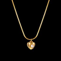 Name Necklace Oval Heart Pearl Letter Double Layer Chain Stianless Steel Engrave Gold Color Necklace Simple For Woman Party Gift L230704