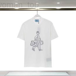 Women's T-Shirt Designer Home P 23 Early Spring New Fashion Personality Bag Figure Print Men's and Versatile Short Sleeve T-shirt Top YRAM