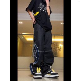 Men's Jeans High Street Fashion Ins Hip Hop Japanese Style Personalised Versatile Handsome Loose Straight Leg Pants