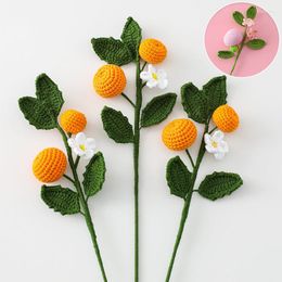 Decorative Flowers Finished Handmade Knitted Fruit Bouquet Artificial Home Wedding Party Crocheted Plants Ornaments Gifts