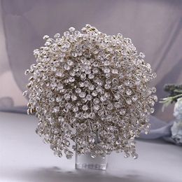 Discount Bouquet Luxury Handmade Wedding Bridal Bouquets Crystals Flowers De Mariage Rose2641