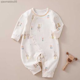 100% Cotton Baby Girl Christmas Romper Long Sleeve Spring Autumn Winter Animal Print Newborn Clothes Infant Boy Onesies L230712