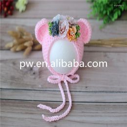Clothing Sets Born Baby Girl Floral Bonnet Crochet Knitted Hat Po Props