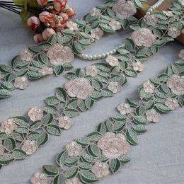 Chinese Products 7/9.5CM Wide Embroidery Flower Net Lace Fabric for Fringe Wedding Dress Collar Patch Sewing Supplies