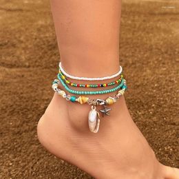 Anklets Bohemian Colorful Starfish Shell Pendant Women's Beach Jewelry