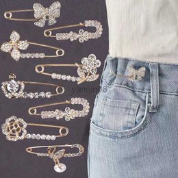 Pins Brooches High Quality Trendy Popular Rhinestone Decoration Buckle Pin Brooches Women Cardigan Coat Sweater Cute Romantic Safety Pins HKD230807