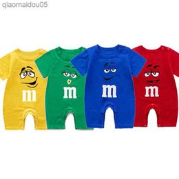 3 6 9 Monate Neugeborenes Baby Kleidung Sommer Kurzarm Infantil Strampler Reine Baumwolle Baby Mädchen Onesie Druck M Bean Cartoon Overall L230712