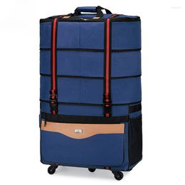 Suitcases Oxford Cloth Large Capacity Rolling Luggage Bag Folding Trolley Suitcase Travel Abroad To Study Lightweight