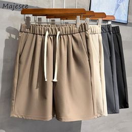 Men's Shorts Pure S-4XL Baggy Men Smart Casual Korean Fashion Summer Thin Breath Minimalist Trousers Drawstring Sporty Teens Students