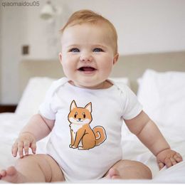 Cute Shiba Inu Cartoon Animal Print Ropa Bebe Fashion Trend Newborn Baby Boy Bodysuits Oversize Soft Kaii Toddler Girl Onesie L230712