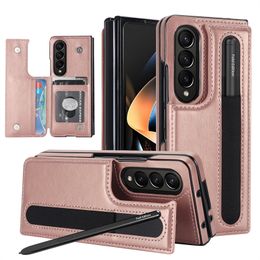 Foldable Wallet Kickstand Phone Cases For Samsung Z Fold 5 Z Fold4 Z Fold 3 Card Slot PU Leather Shockproof Covers