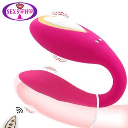 Silicone Vaginal Vibrator for Women Rechargeable Remote Control u Shape Clit Stimulator g Spot Orgasm Adult Couples