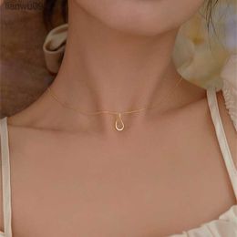 925 Sterling Silver Hollow Water Drop Necklace Shiny Zircon Pendant Female Simple Clavicle Chain For Girlfriend Gift Jewellery L230704