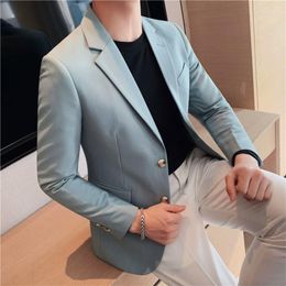 Men's Suits 2023 High Quality Solid Single Button Casual Blazer Korean Simple Business Elegant Fashion Party Slim Fit Suit Jacket 4XL