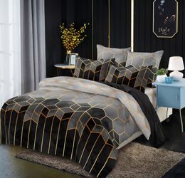 Bedding sets Nordic Gradient Plaid Quilt Covers Sets Modern Geometric Duvet Cover Set With Pillowcase 220x240 King Size No Bed Sheet 230807