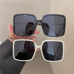 Sunglasses 2023 Rivet Big For Women Ins Trend Square Sunshade Glasses Female Catwalk Frame Eyeglasses UV400 Luxury Eyewear