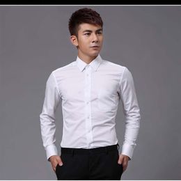 White Cotton Long Sleeve Groom Shirt Men Formal Occasions Dress Shirts248q