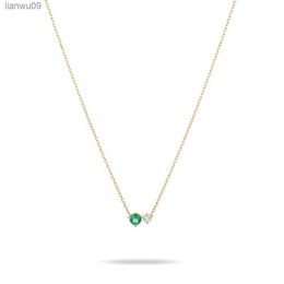 Collana Boako Green Crystal Collana pendente Ins Trend in argento sterling 925 Donna Donna gioielli clavicola L230704