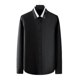 Minglu Long Sleeve Male Shirts Luxury Black And White Sequin Collar Casual Mens Dress Shirts Fashion Slim Fit Party Man Shirts