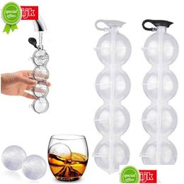 Ice Cream Tools 4 Hole Cube Makers Round Hockey Mould Whisky Cocktail Vodka Ball Mod Bar Party Kitchen Box Maker Tool Drop Delivery H Dhtzc